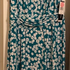 Teal Green/white polka dots Midi Dress!